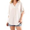 Women's Loose Fit V Neck Blouse Top Half Sleeve Casual Tunic Shirt Lightweight Relaxed Fit