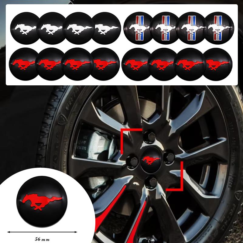 BAYX7 56mm Car Wheel Center Hub Stickers Center Caps Decal Tire Rim Sticker Decoration For Ford Mustang Fiesta Mondeo Fusion Kuga