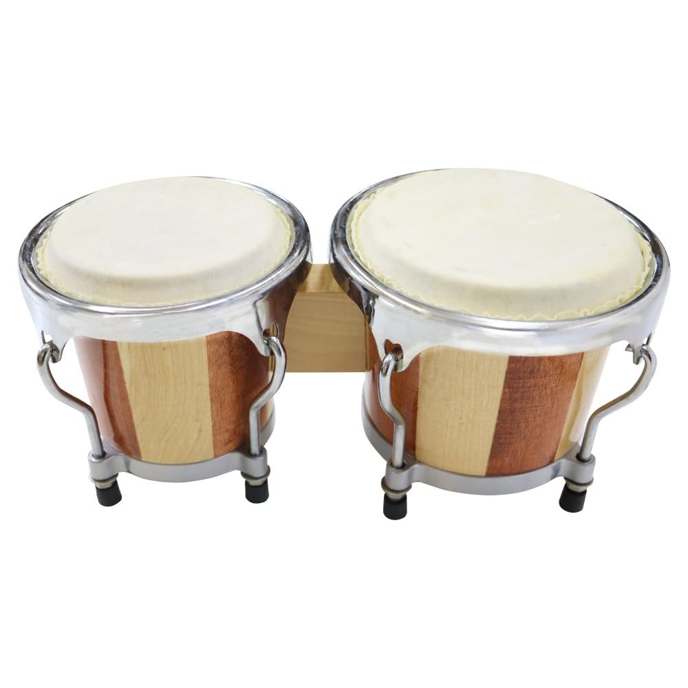 HOSCO Mini Bongo Natural JBG-001N Musical Instrument Compact Size Durable Design