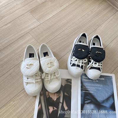 Xiaoxiangfeng 20 New Thick-soled Moving Schoolbag Buckle Canvas Shoes Casual Biscuit Shoes Lace-up Little White Shoes Women's Single Shoes