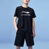 Li Ning Sports Lifestyle Series Logo Embroidered Printed Round Neck Short Sleeve T-Shirt Quick-Dry Shorts Casual Sports Set ATST633-1+YKST061-1