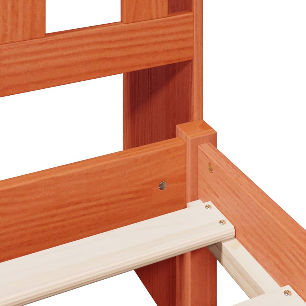 Solid Wood Bed with Shelf Without Mattress Wax Brown 100 x 200 cm