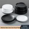 Japanese Black Melamine Flat Plate - Versatile for Steak, Hot Pot, and Vegetables
