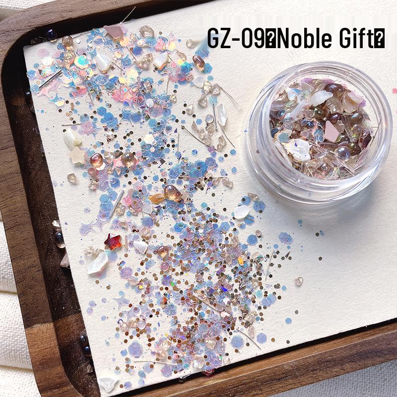 

French Maillard Sparkly Boxed Sequin Nail Art Decorations: Multiple Shapes Canned Glitter Package
