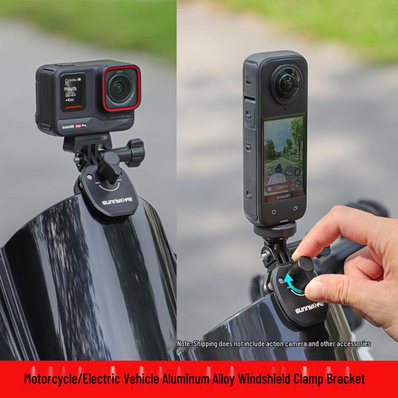 DJI GoPro Insta360 Motorcycle Windshield Clip for Action Cameras