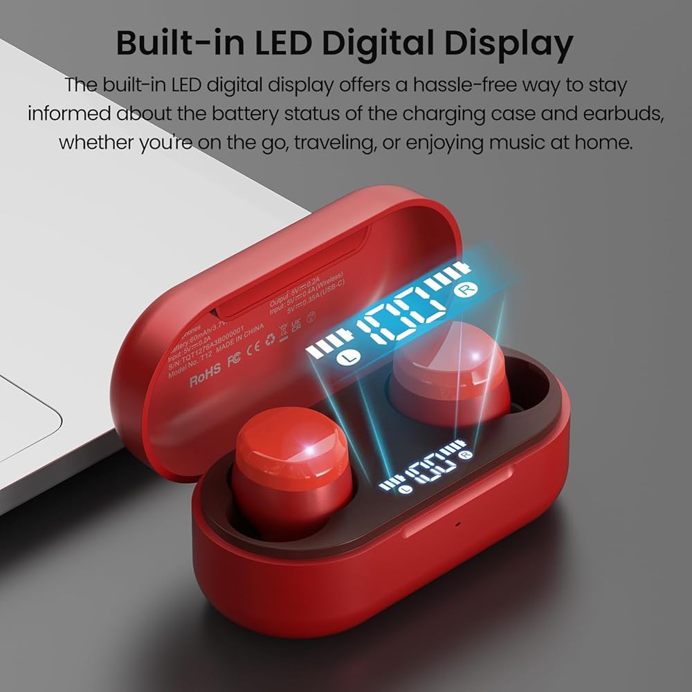 TOZO Tones Dots (T12) Bluetooth Wireless Earphones: Compact, Lightweight, Comfortable, Mid-Low Frequencies, Warm Sound Quality, Superior Audio Experie