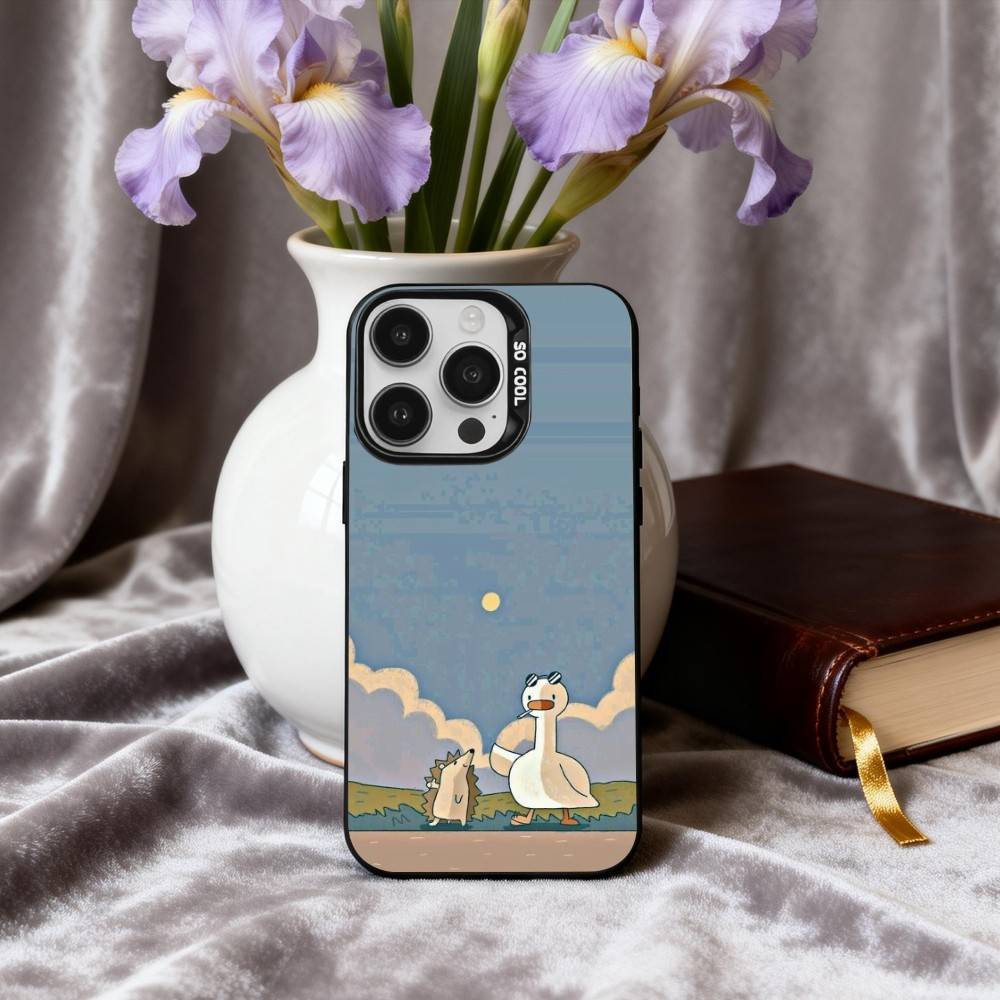 Cute D-Doubao D-Duck Phone Case For iPhone17,16,15,14,13,12,11 Plus,Pro Max Black Candy silver phone case