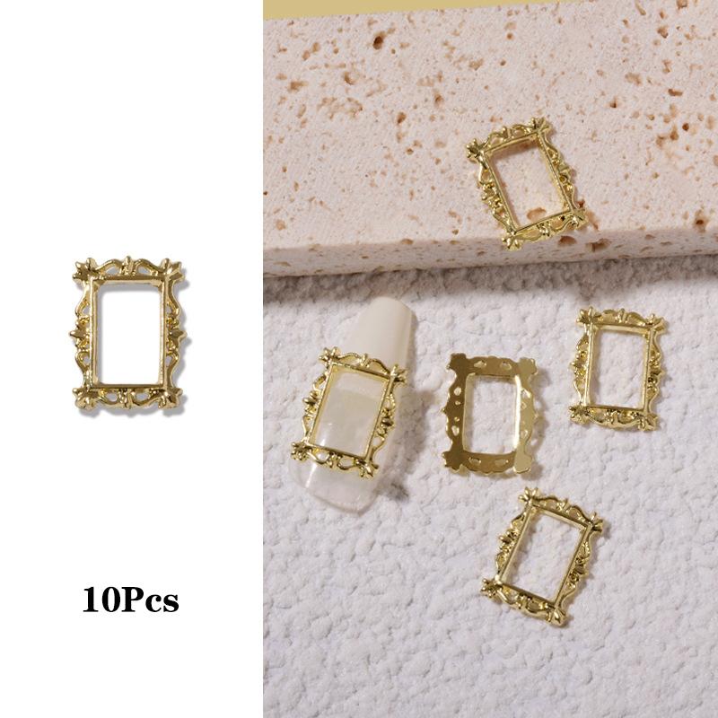 

10 шт. Винтажные Фото Рамка Маникюрные Аксессуары 3D Шарм для Ногтей Части Diy Маникюрные Принадлежности Барокко Ретро Стиль Маникюрное Украшение золотий