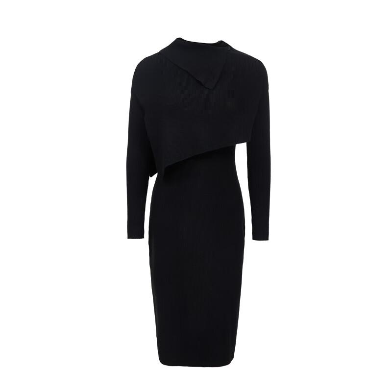 VEROMODA Women's Lamb Wool & Silk Blend Detachable Shawl Knit Dress