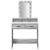 Makeup Table with Drawers Gray 79 x 41 x 140 cm Particleboard