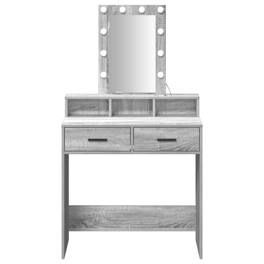 Makeup Table with Drawers Gray 79 x 41 x 140 cm Particleboard