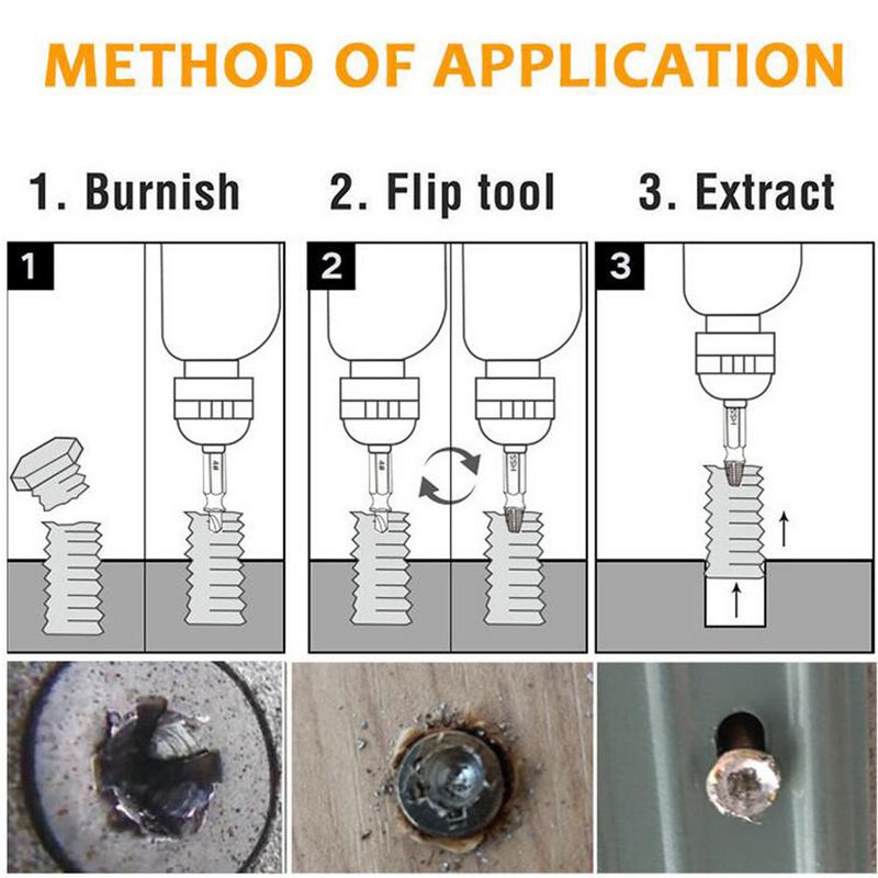 Damaged Screw Extractor Set Drill Bit Stripped Broken Remover Small Easily Quickly Take Out Kit Easy Demolition Power Tools