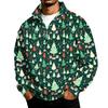 Men's Casual Stand Collar Sweatshirt with Christmas Print for Holiday Wear