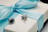 Silver Stud Earrings with Blue Cubic Zirconia