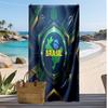 Brasilien Fußball Druck Strandtuch Schnelltrocknend Super Saugfähig Weiches Badetuch zum Schwimmen Strand Reisen Fan Souvenir Geschenk