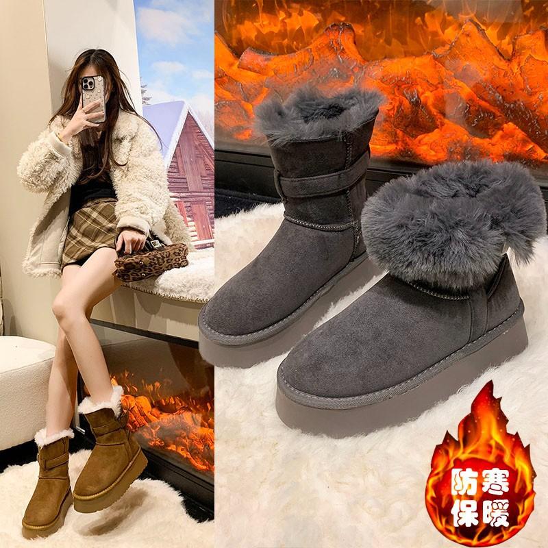Northeast thick-soled snow boots women's 2025 winter new velvet thickened warm boots fur integrated snow cotton shoes