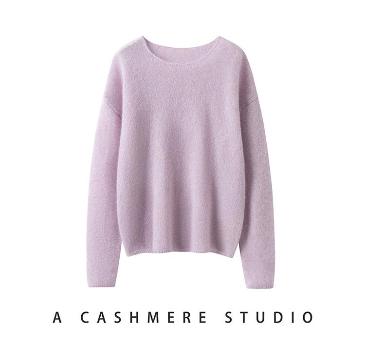 Women's Velvet Pullover Sweater - 75% Cashmere, 25% Mulberry Silk, One-Shoulder, Drop Shoulder, Long Sleeve Knit Base Layer.