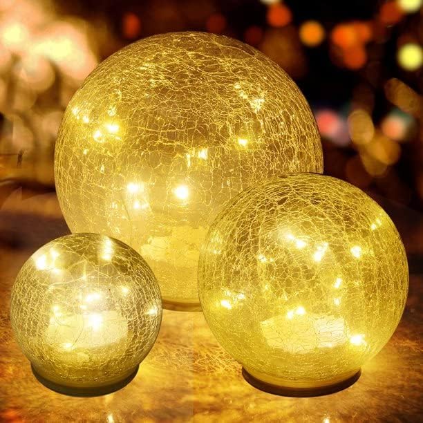 Crackle Globe LED Lamp Battery Operated
