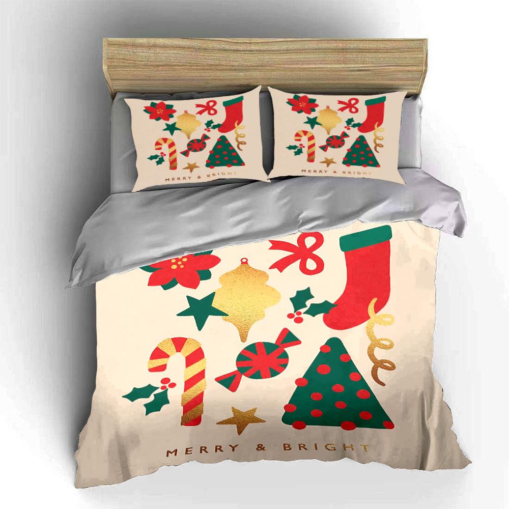 Christmas Themed Festive Decor Bedding Duvet Cover Set Duvet Cover Pillowcases  (1*Duvet Cover 2*Pillowcases, Without Duvet Insert)