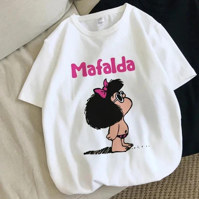 Harajuku Fun Cartoon Mafalda Kawaii Pattern Printed T-shirt Summer Cotton T-shirt Fashion Trend Top Harajuku Cotton Street Wear