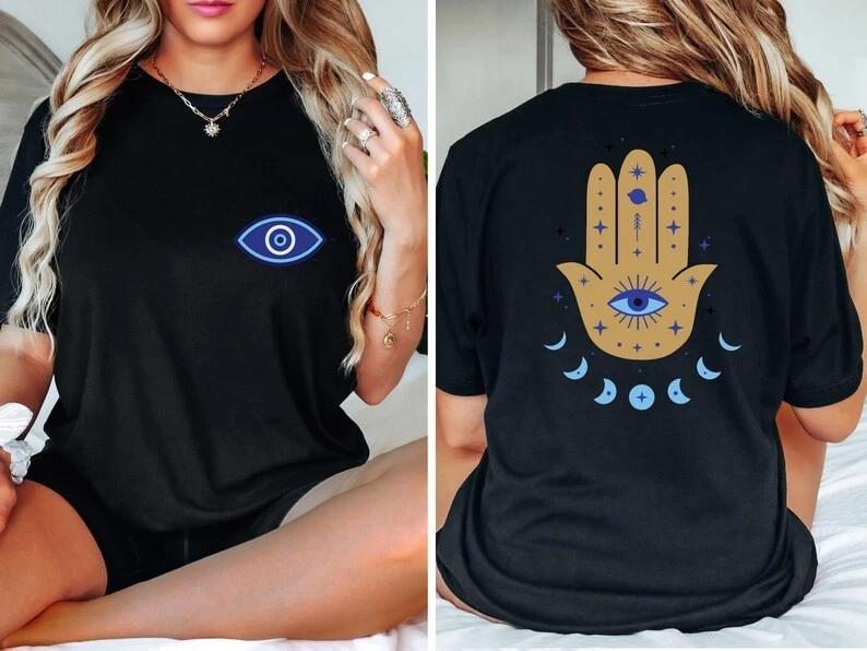Hamsa Evil Eye Shirt Good Vibes Graphic Tee 2XL