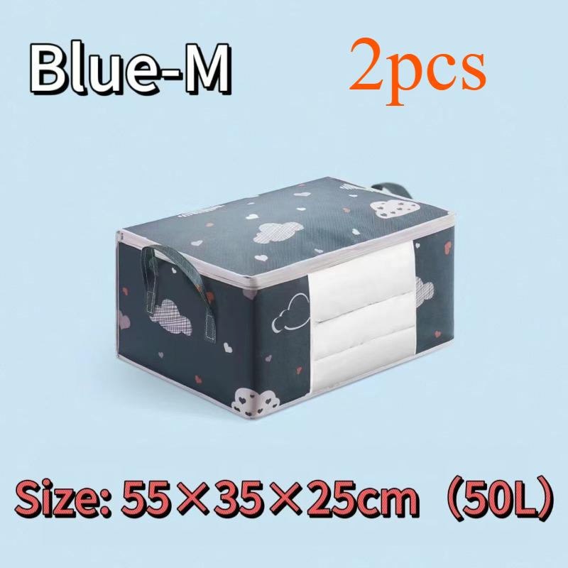 Large Capacity Non-Woven Fabric Moving Storage Bag with Handles Cloud Cotton Quilt Organizer Horizontal Style for Home Use