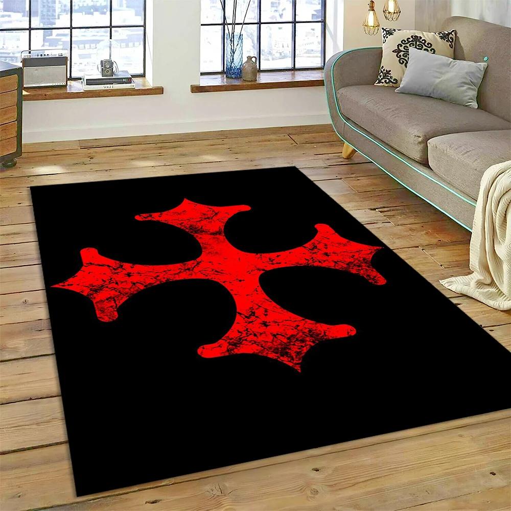 3D Templar Black Knight Crusaders Cartoon Carpet Rug for Home Living Room Bedroom Sofa Doormat Decor,Kids Area Rug Non-slip Mat