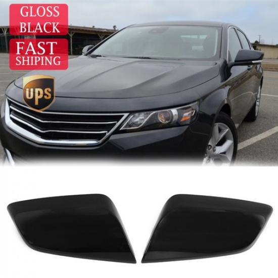 Exterior Side Wind Mirror Cover Caps 2PCS For Chevy Impala 2014-2020 Gloss Black