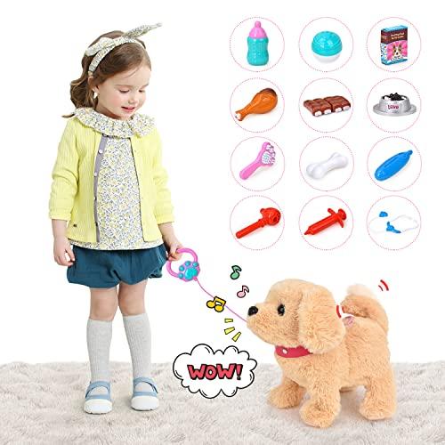 JoyGrow Pretend Play Set, Walk with Your Dog, Moving Plush Toy with Sound, Robot Dog, Pet Care Kit, Doctor Play Toy, Feeding, Educational Toy, Develop