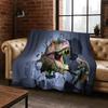 3D Illusion Breaking Wall Dinosaur Animal Series Flannel Blanket,Cozy Soft Throw Blanket for Home Bedroom Bed Sofa Cover Kids