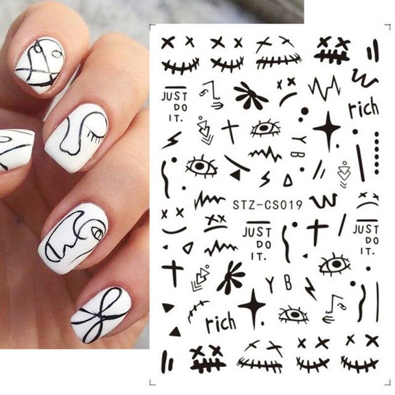 Abstract Line DIY Nail Stickers for Women Girls Nail Art Decorations Rose Gold Spring 3D Sliders for Manicure Nail Polish Decals