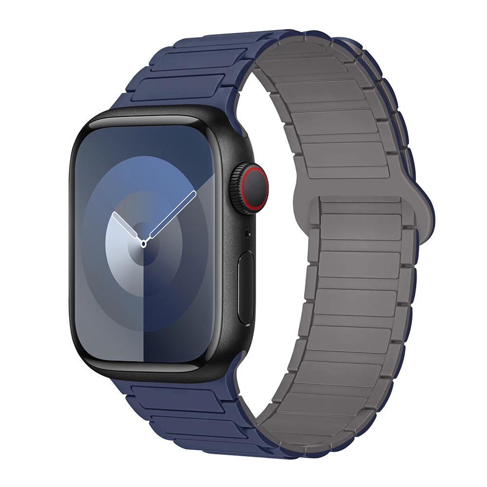 Compatible Silicone Magnetic Buckle Band for Apple Watch Series 1-11, Ultra 3, SE 3 Three-Bead Style
