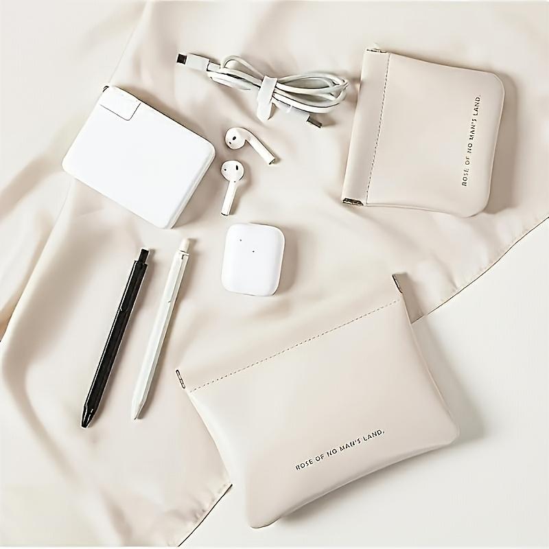 Mini Multifunctional Automatic Sealing PU Leather Storage Bag Travel Compact For Headphones Lipstick Coin Sanitary Napkins