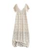 French Summer V Neck A- line Crochet Cut Out Lace Long Dress