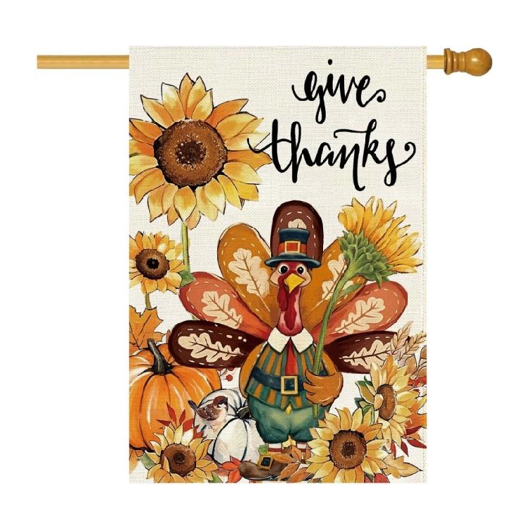 Helm Türkei Wendbare Gartenflagge 45x30cm/18x12in Saisonal Außen Thanksgiving Festival