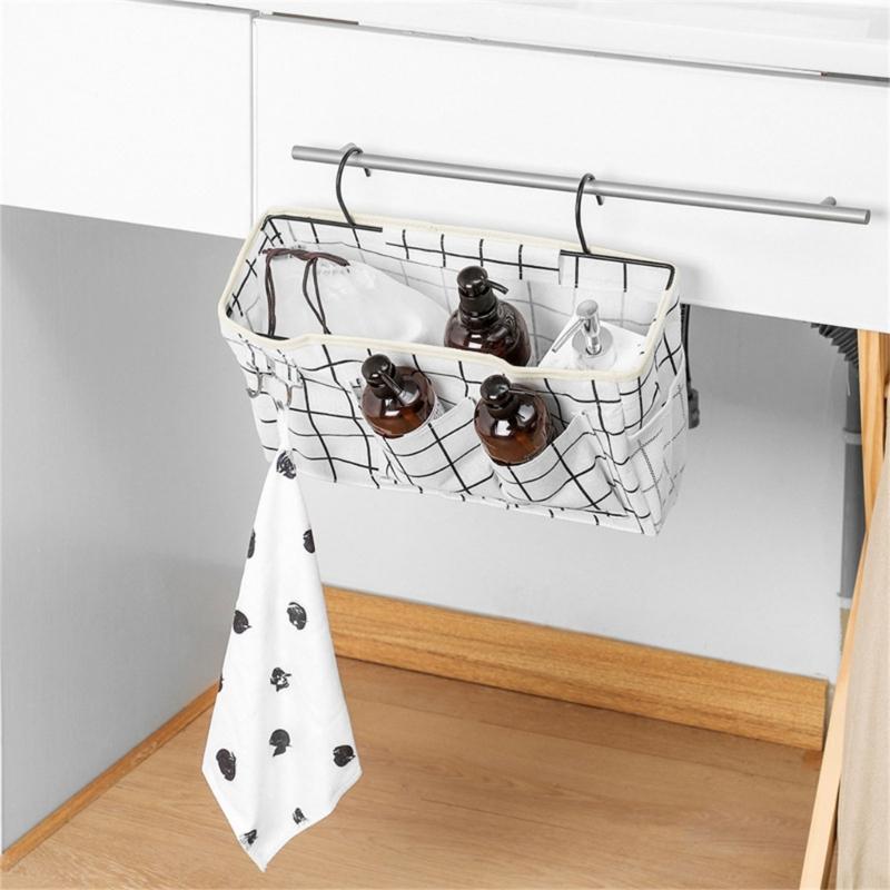 Large Capacity Storage Bag for Books and Remotes Cotton Linen Bedside Pocket Organizer Student Dormitory Accessories