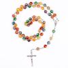 Men's Prayer Catholic Rosary Necklace Long Beaded Chain Cross Pendant Necklaces for Women Religious Zircon Rosarios Church Gift
