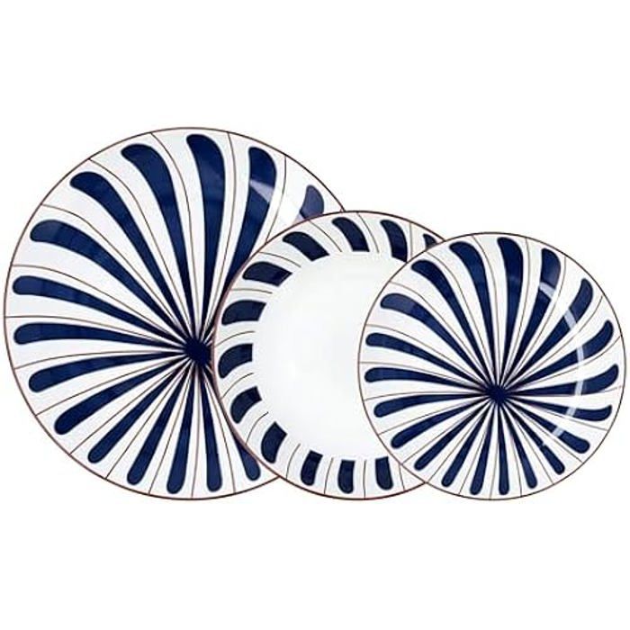 Bidasoa OCEANIKA Service de Table en Porcelaine 18 pièces pour 6 Personnes