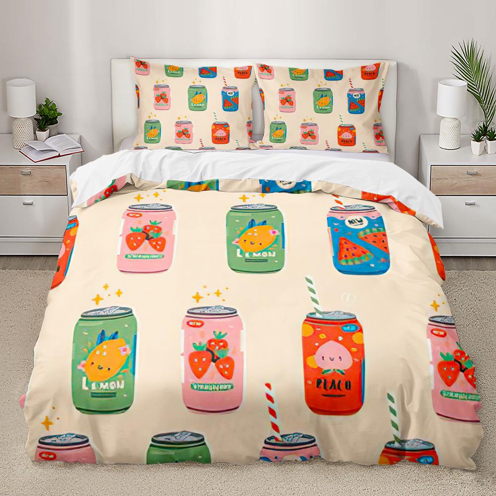 Watermelon Duvet Cover Set Fresh Fruit Pink Green Style Comforter Cover for Kids Girls Women Polyester Bedding Set King Size