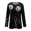 Women's long-sleeved loose-necked Halloween print casual top, suitable for holiday parties