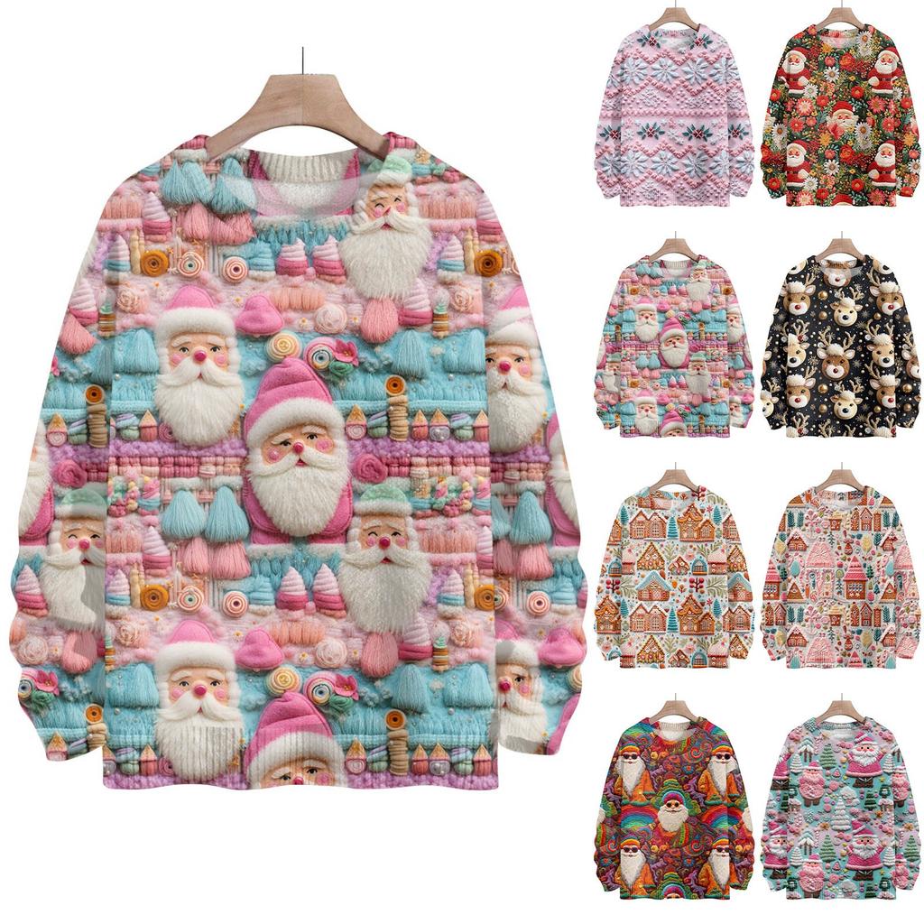 Christmas Sweatshirts For Women Knit Sweater Cute Shirt Fall Crewneck Pullover Tops