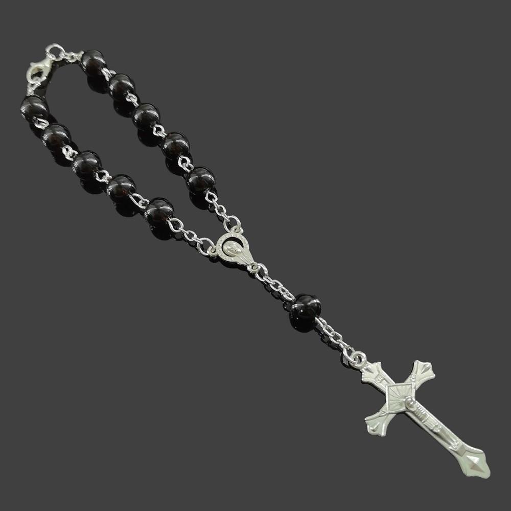 Sweater Chain Religious Jewelry Set Imitation Pearl Christian Bracelet Special Events Black Alloy Bracelet