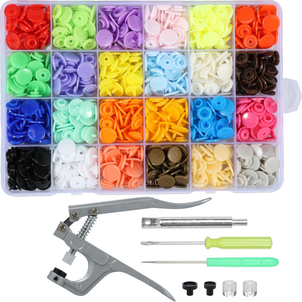 1 Set Metal Snap Fasteners Button Kits Heavy Duty Snap Button Tool with Adjustable Pliers Sewing Accessories for Clothes Leather