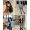 Girls Spring and Autumn Round Neck Single-breasted Blouse Casual Solid Color Middle and Large Children Jacket