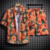 Herren Retro Blumen Kurzarm Hemd Set - Hainan Strandmode, Sanya & Hawaii Stil