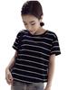 Summer New Korean Version Loose Large Size Striped Short-sleeved T-shirt Women's Top Bottoming Shirt Women's Clothing