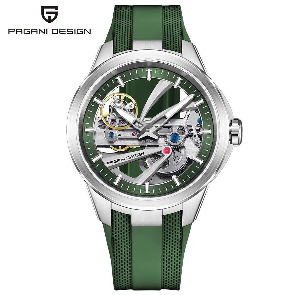 Pagani Design Men's Skeleton Hollow Automatic Mechanical Watch Luxury Sapphire Glass Stainless Steel Sports Watch Men's