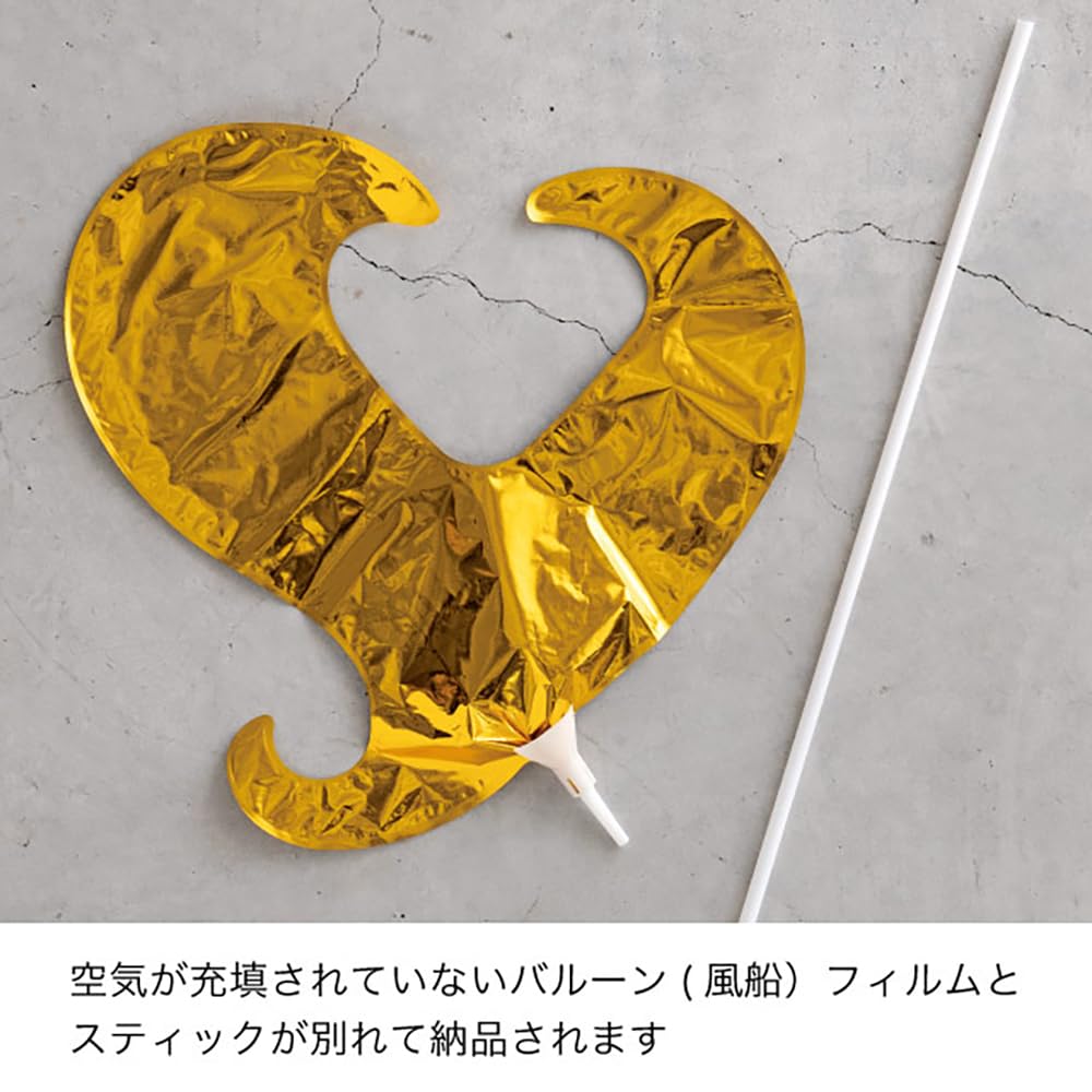 Heads Balloon W260 x D80 x H230mm Length 10 Gold HEADS Picks, (Total 770mm), LL, Picks, Heart, BLN-FPLL1