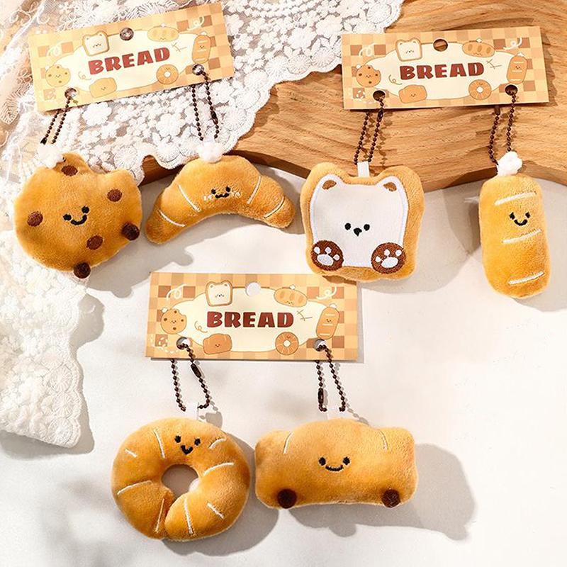 Cartoon Plush Bread Series Pendant Keychain Cute  Doll Keychain Creative Kawaii Backpack Decoration Accessories Gifts