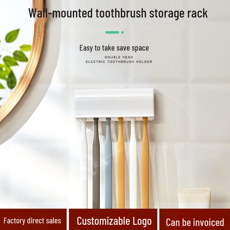 

Six Hole Toothbrush Holder with Storage Box - Wall-Mounted No Additional Size Information